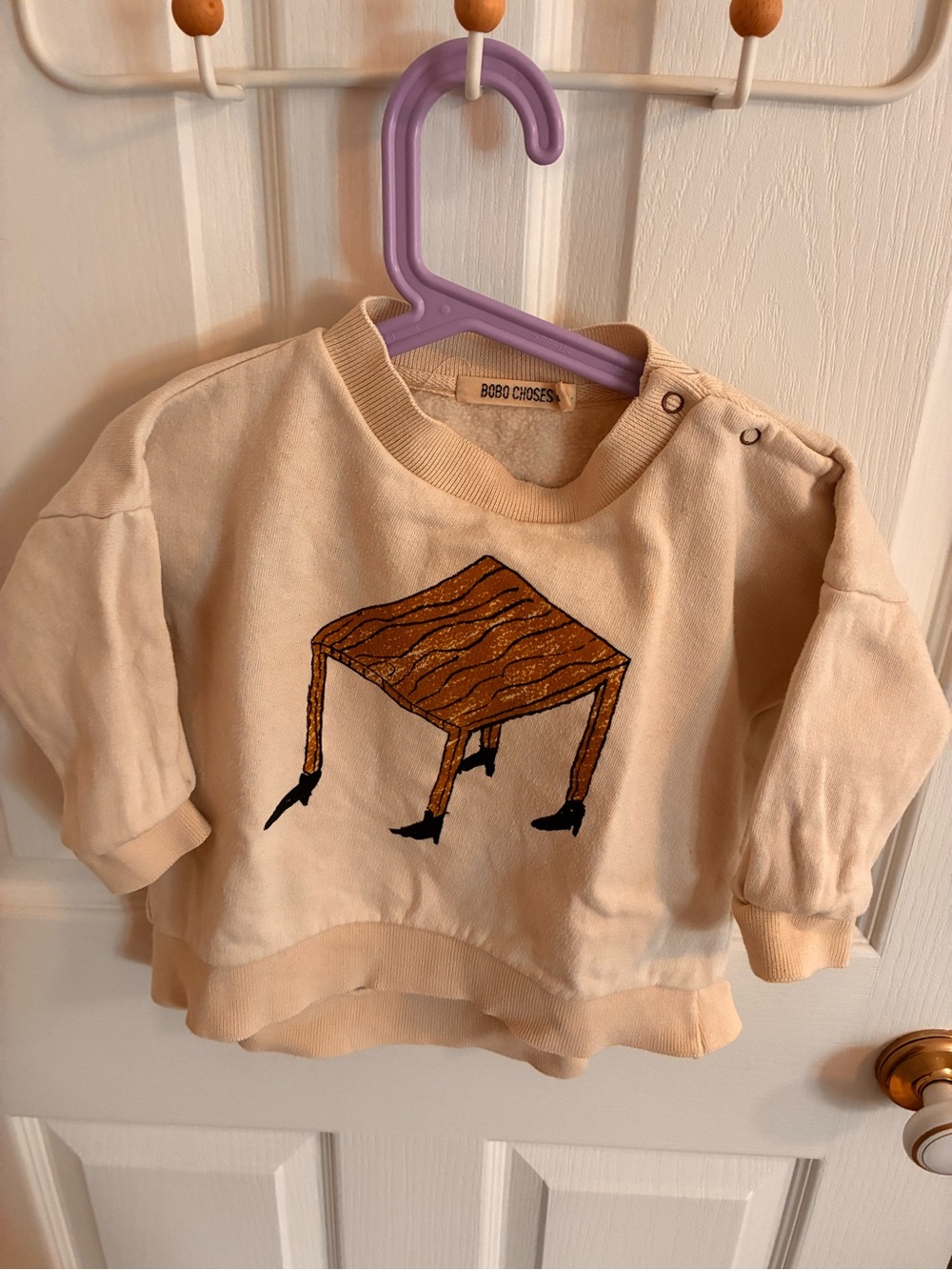 Bobo Choses Cream Sweatshirt with Brown Table Graphic